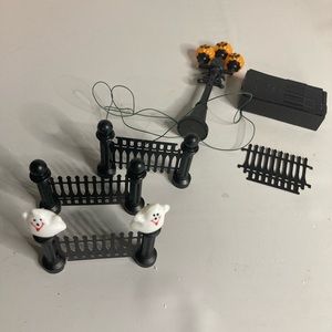 Halloween village lantern and fence